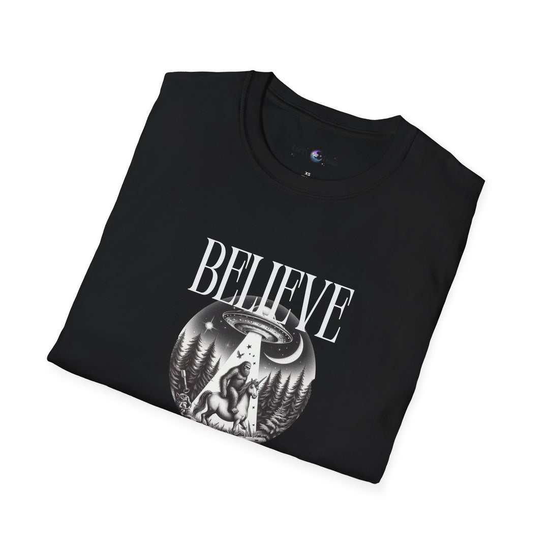 Unisex Softstyle T-Shirt - Believe Graphic Tee for Nature Lovers - Ideal for Casual Outings, Cozy Gatherings, and Relaxing at Home