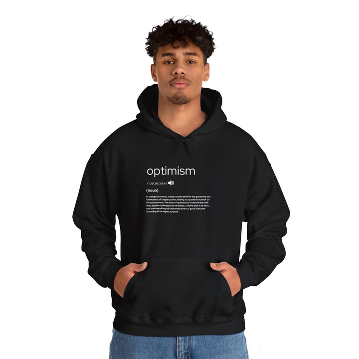 Optimism Hooded Sweatshirt | Cozy Unisex Hoodie, Positive Vibes Apparel, Gift for Her/Him, Motivational Clothing, Feel Good Fashion