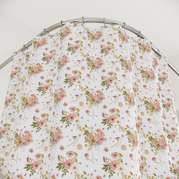 Botanical Floral Shower Curtain - Serene Bathroom Decor