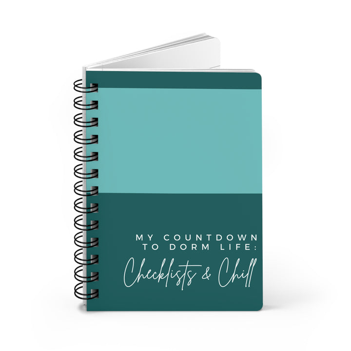 Teal Dorm Life Countdown Spiral Bound Journal: Checklists & Chill - Perfect for Students and College Organization