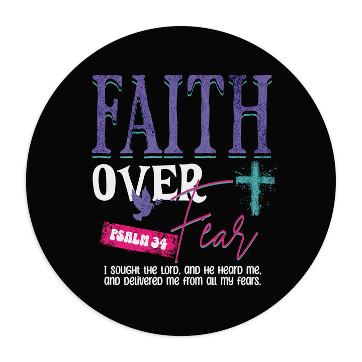 Inspirational Faith Over Fear Mouse Pad - Psalm 34 - Perfect for Home Office