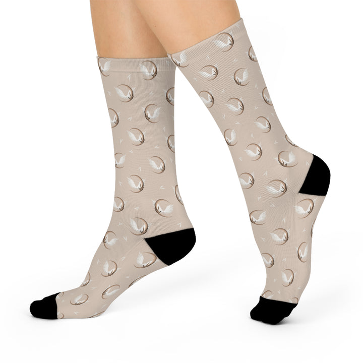 Heaven Sent Cozy Cushioned Crew Socks with Stylish Angel Wings Pattern - Perfect for Everyday Wear