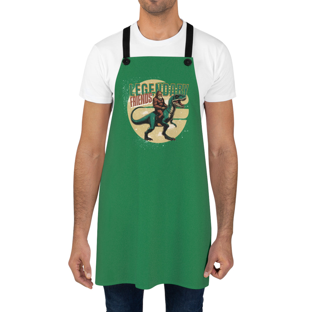 Funny Dinosaur Chef Apron - Legendary Friends Cooking Gift - Bigfoot Retro Gift for Science Lovers and Home Chefs