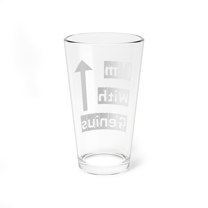 16oz Mixing Glass | Fun Drinkware for Parties, Gift for Home Bartenders, I'm with Genius, Cocktail Glass, Barware