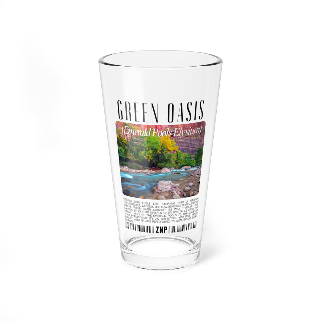 Mixing Glass - Green Oasis 16oz Nature-Inspired Drinkware for Cocktails, Zion National Park Beer Glass, Pintglass, Nature Lover Gift, Hiker