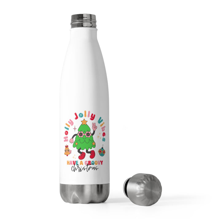 Holly Jolly Vibes Christmas 20oz Insulated Bottle - Festive Holiday Drinkware for Hot and Cold Beverage - Stylish and Durable Christmas Gift