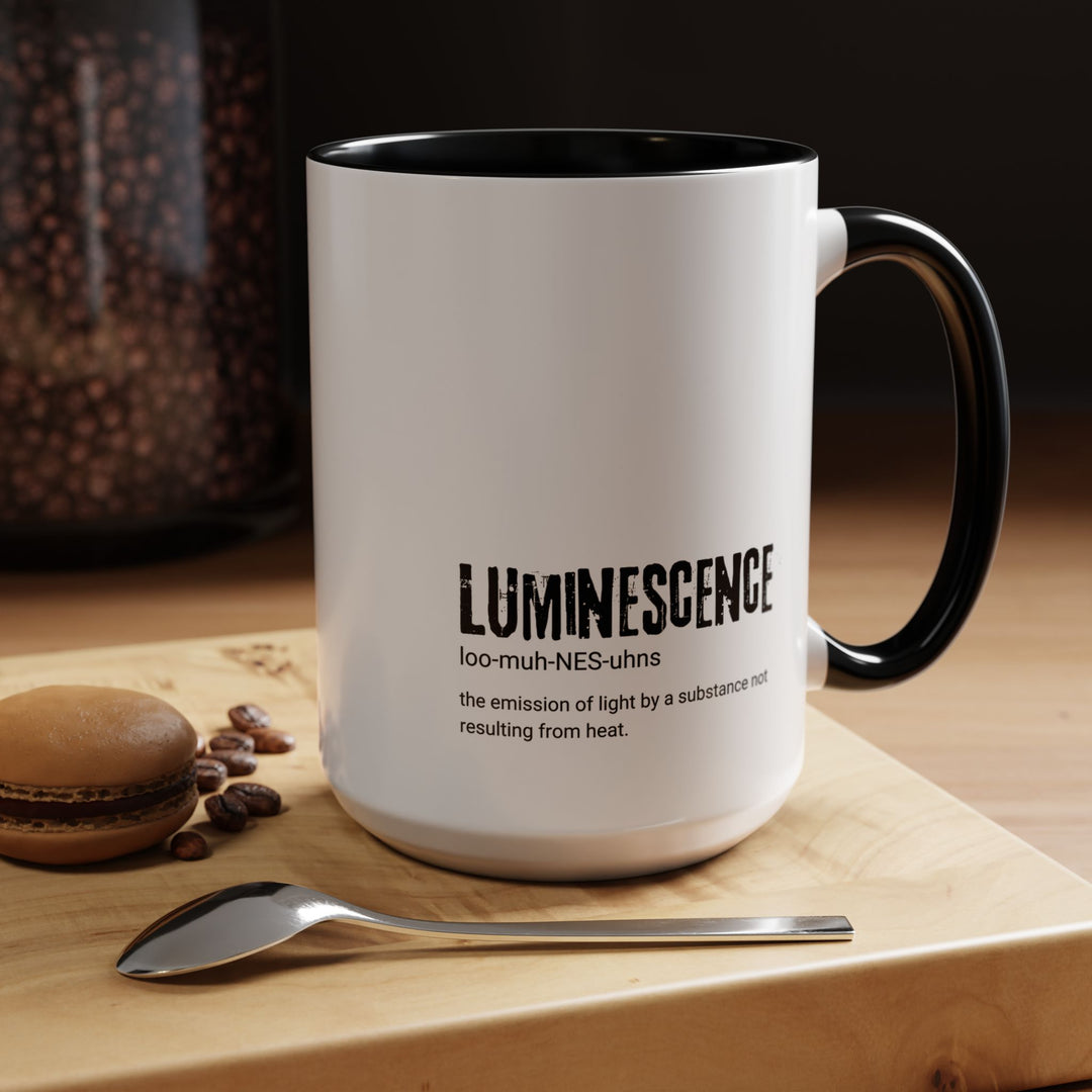 Luminescence Accent Coffee Mug - Modern Gift for Coffee Lovers, Unique Kitchen Decor, Black Handle, Relaxation, Inspirational