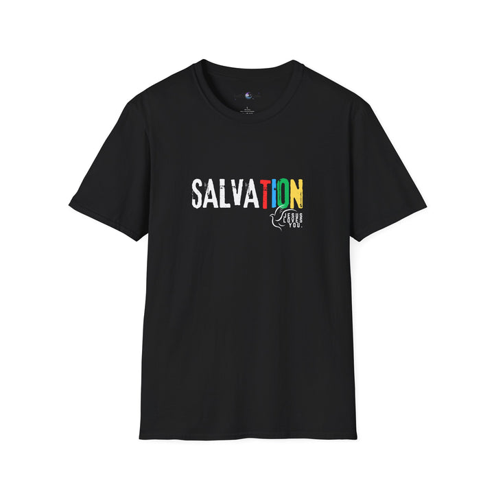 Colorful 'Salvation' Unisex T-Shirt, Casual Tee, Summer Outfit, Spiritual Gift, Everyday Wear, Festival Apparel