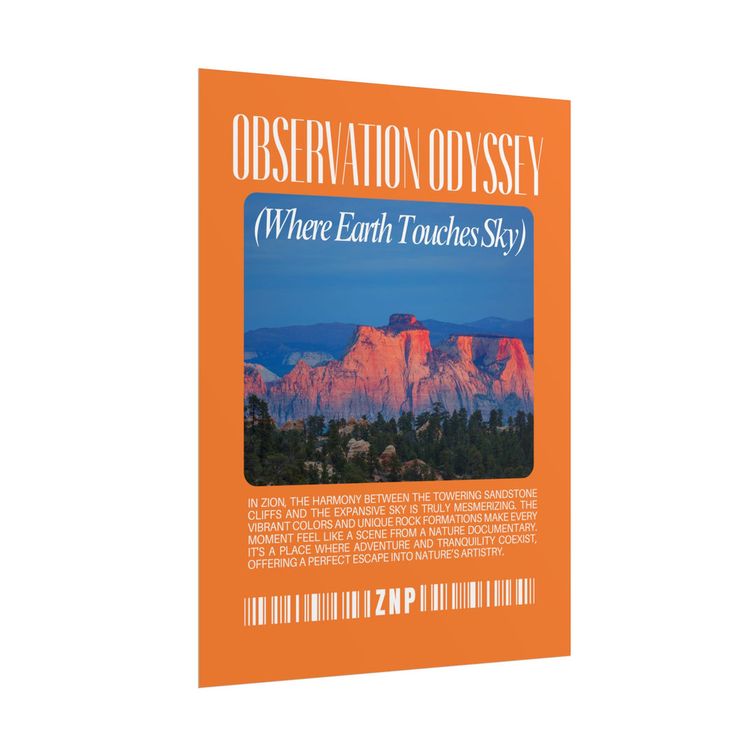 Observation Odyssey Wall Art: Nature-Inspired Journey Poster for Adventure Lovers Zion National Park