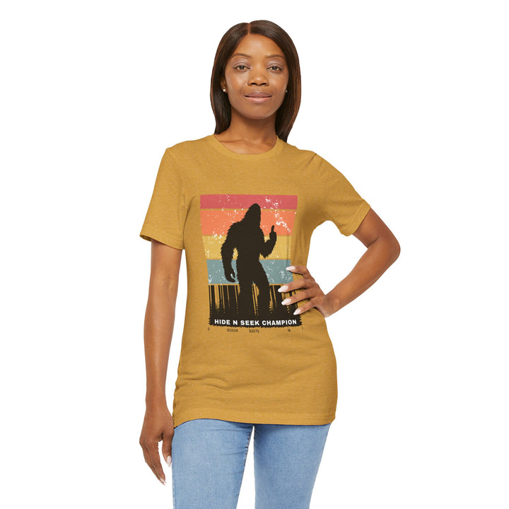 Unisex Bigfoot Hide N Seek Champion Tee - Fun Retro Graphic T-Shirt