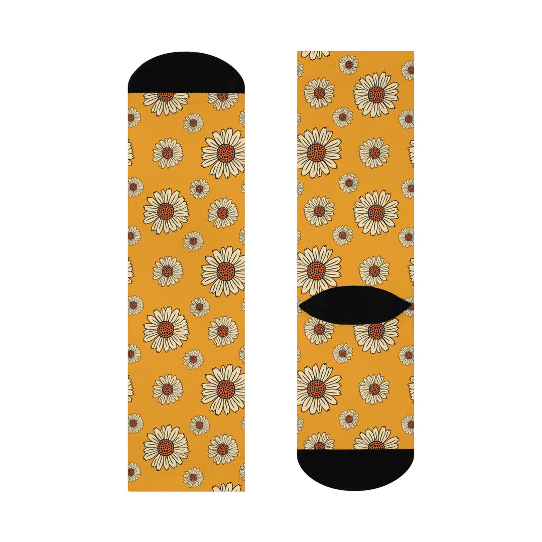 Sunny Floral Cushioned Crew Socks - Comfortable & Stylish for Everyday Wear