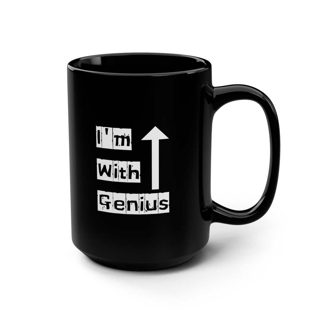 I'm With Genius Black Mug, Funny Coffee Cup, Gift for Friends, Office Humor, Birthday Present, Unique Drinkware