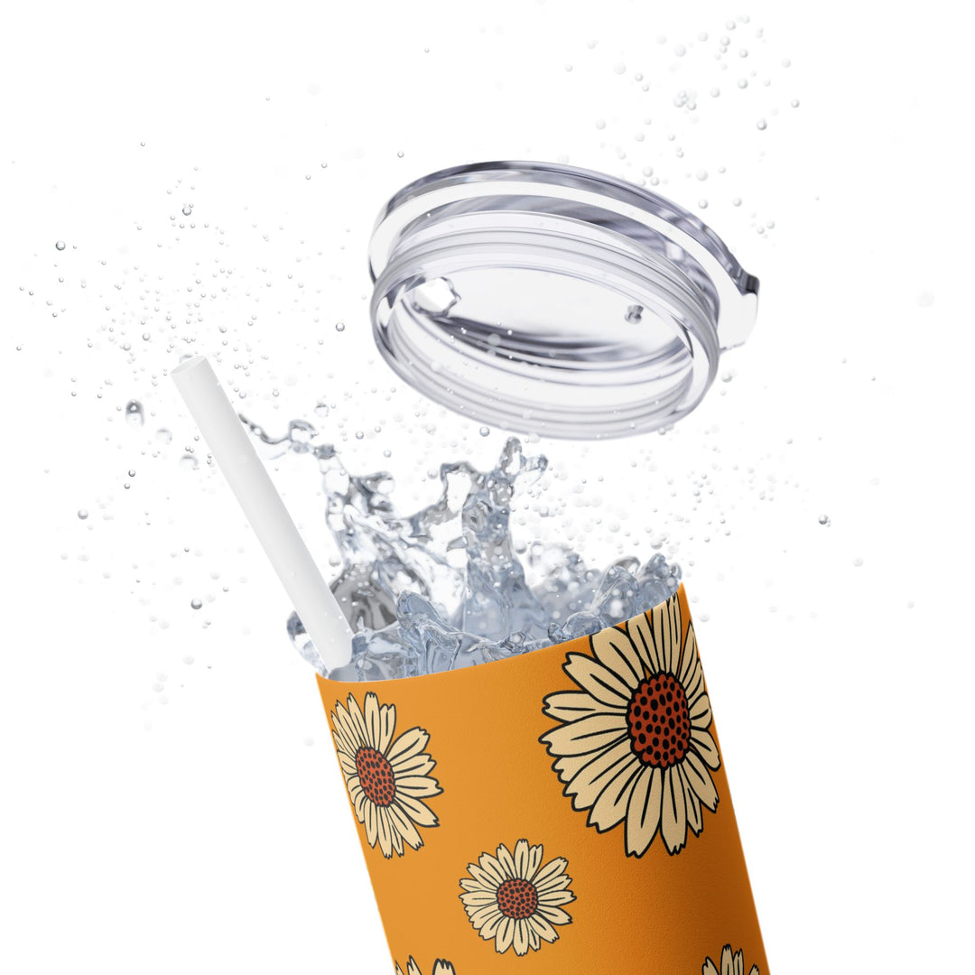 Cheerful Sunflower Skinny Tumbler with Straw - 20oz