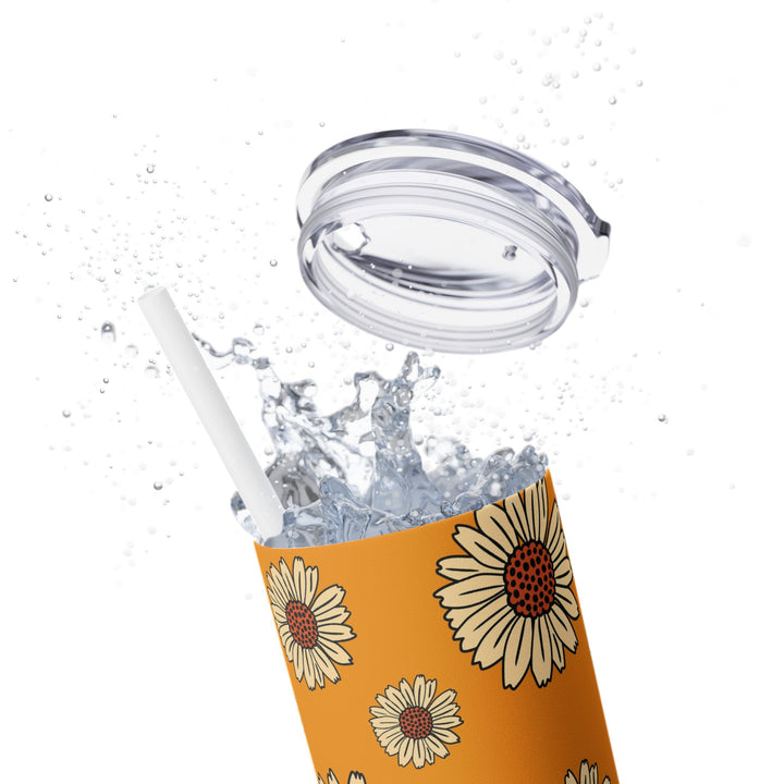 Cheerful Sunflower Skinny Tumbler with Straw - 20oz