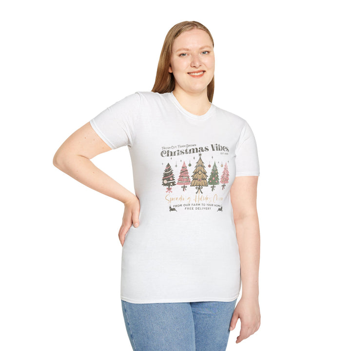 Christmas Vibes Unisex Softstyle T-Shirt, Holiday Apparel, Festive Gift, Family Gatherings, Comfortable Wear, Seasonal Tees