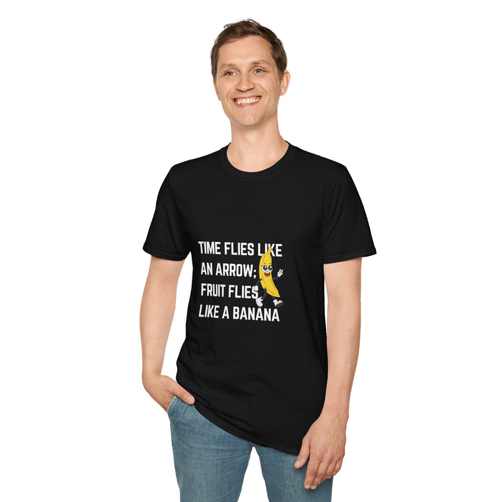 Funny Banana Quote Unisex T-Shirt, Perfect for Birthdays, Parties, Casual Wear, Gift for Food Lovers, Time Flies