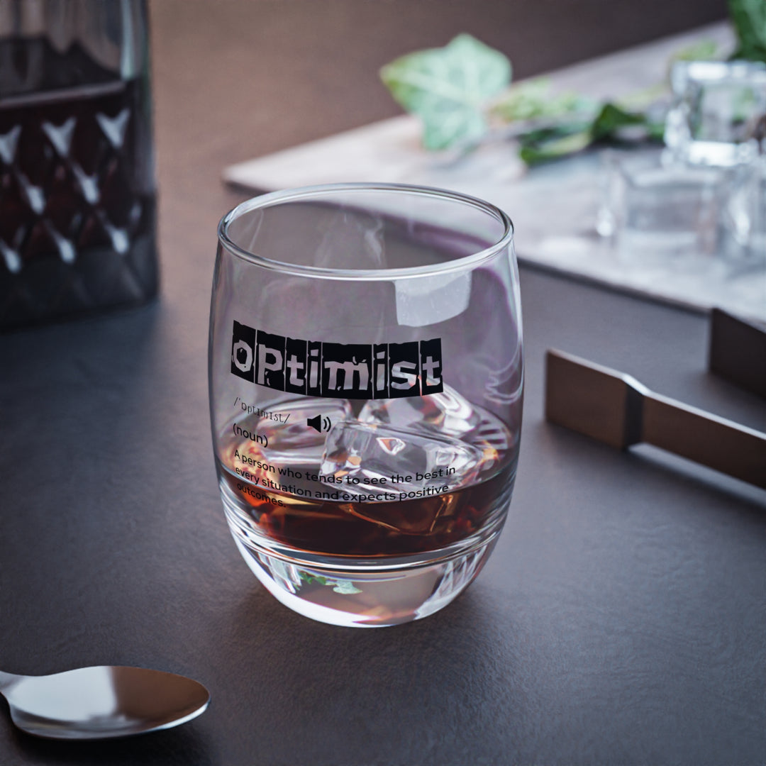 Optimist Whiskey Glass - Inspiring Drinkware for Whiskey Lovers, Gift for Friends, Barware, Home Decor, Positive Vibes