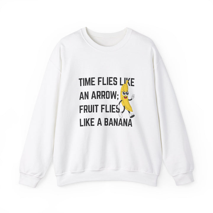 Whimsical Banana Quote Crewneck Sweatshirt - Funny Gift for Fruit Lovers, Casual Wear, Unique Birthday Present, Cozy Apparel