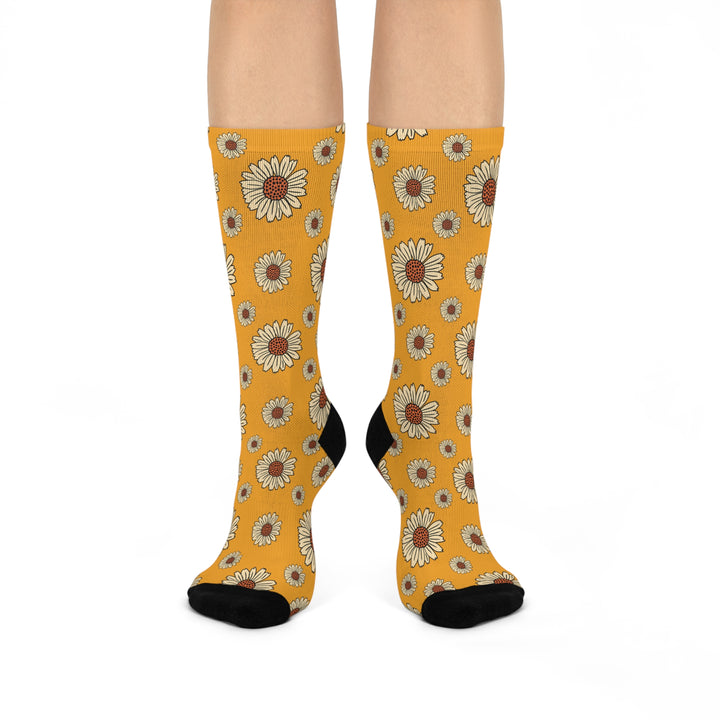 Sunny Floral Cushioned Crew Socks - Comfortable & Stylish for Everyday Wear