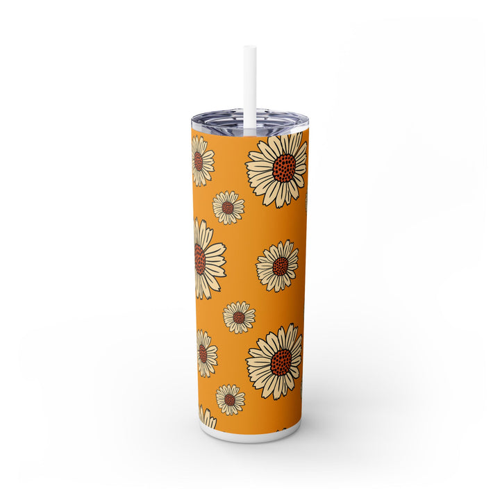 Cheerful Sunflower Skinny Tumbler with Straw - 20oz