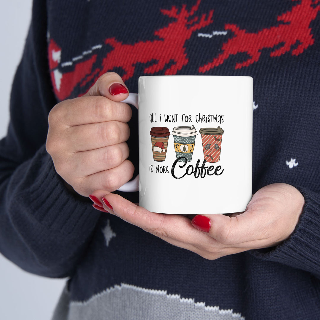 Funny Coffee Lover Ceramic Mug - 11oz Holiday Vibe - Hot Cocoa and Hot Tea Drinkware - Cute Gift for Teenagers or Office