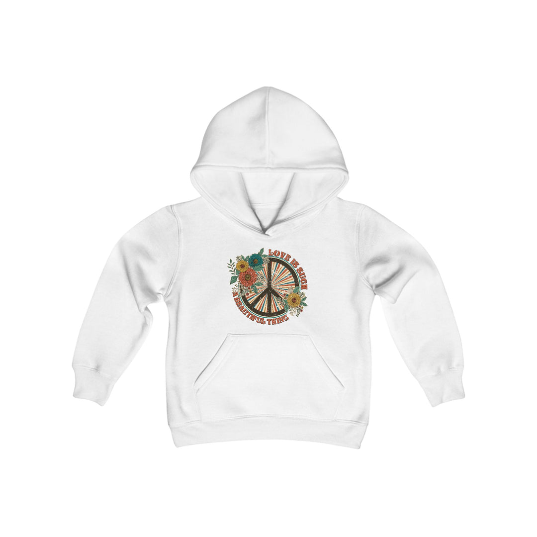 Youth Peace & Love Hooded Sweatshirt - Floral Design