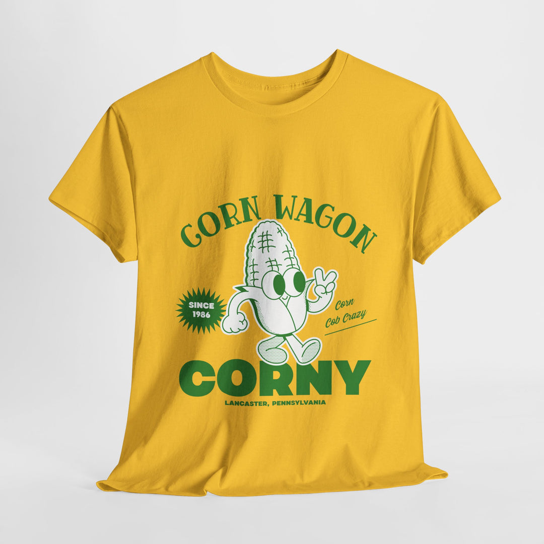 Corn Wagon Unisex Heavy Cotton Tee - Humorous Yellow Graphic T-Shirt for Fun-Loving Personalities