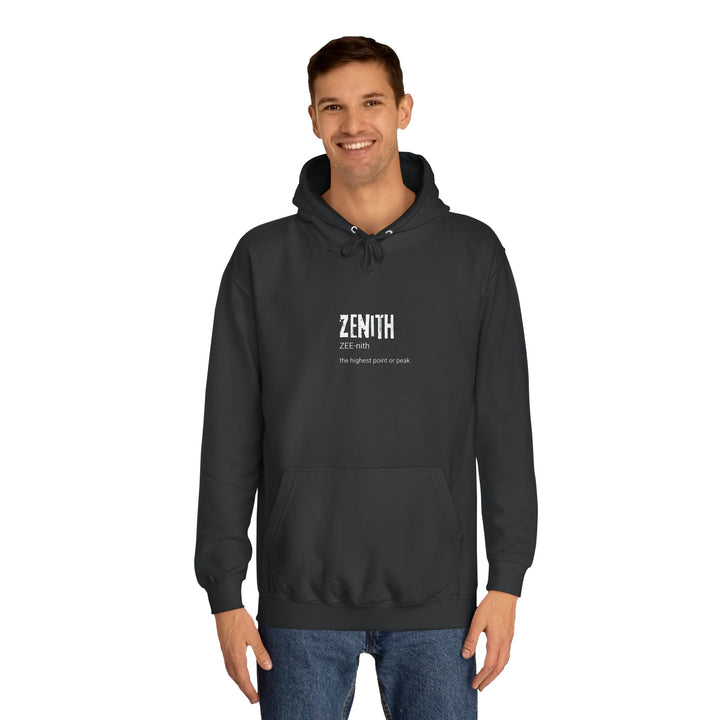 Zenith Unisex College Hoodie - Cozy, Casual, Trendy, Perfect for Students, Stylish Gift, College Life, Graduation, Everyday Wear