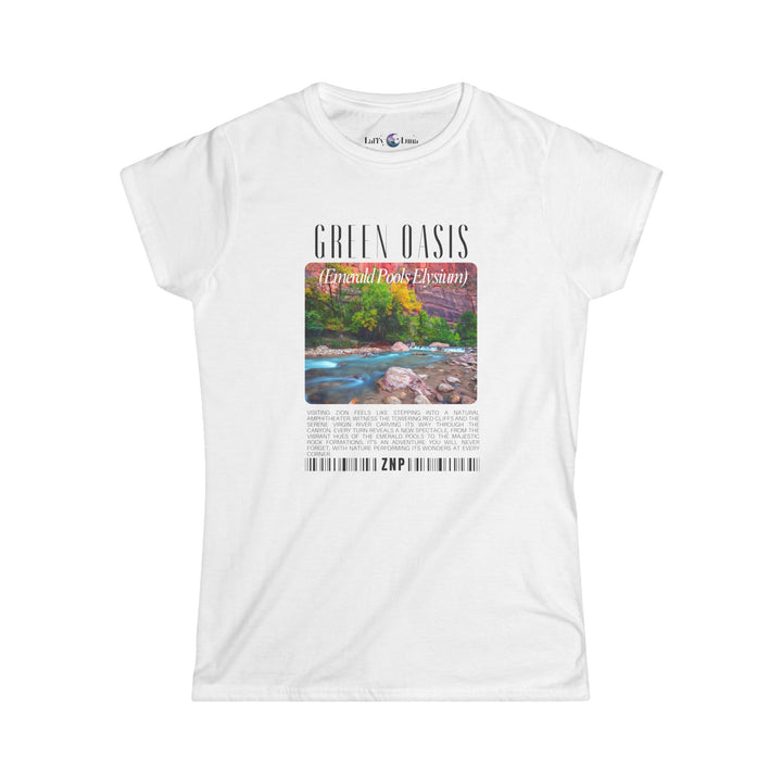 Women's Softstyle Tee - Green Oasis (Emerald Pools) Graphic Shirt - Zion National Park