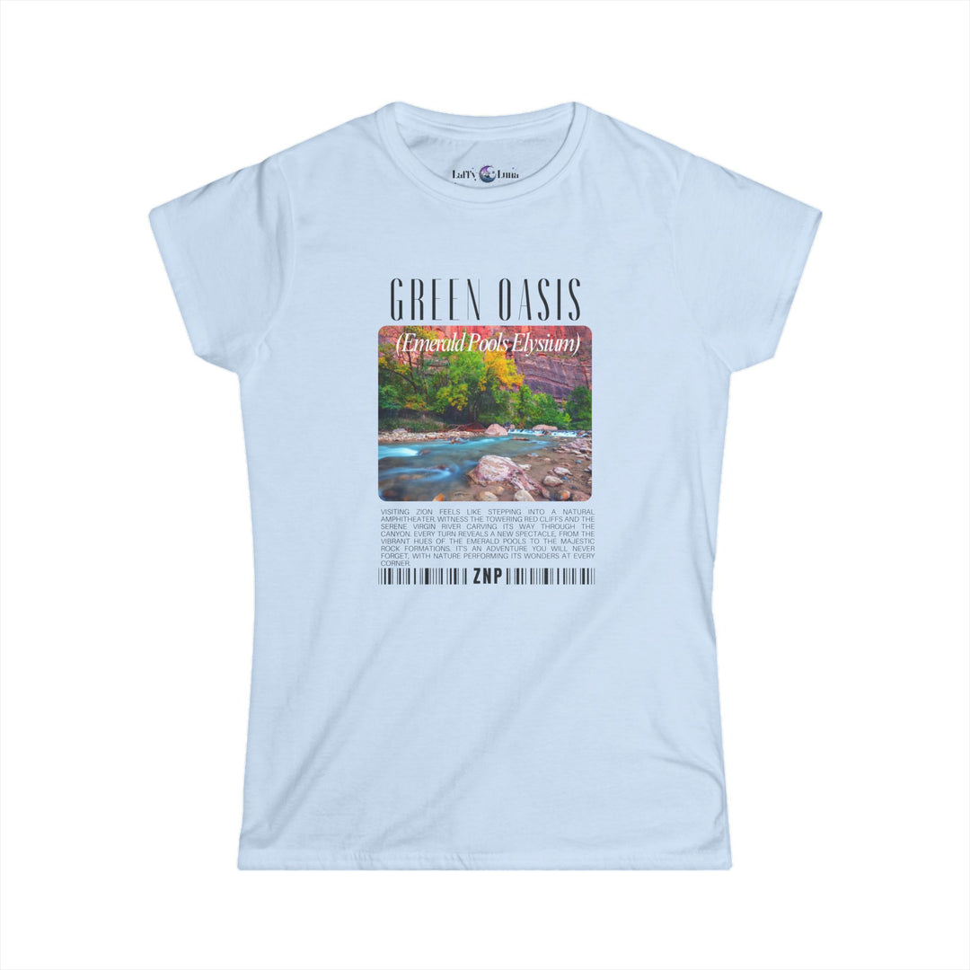 Women's Softstyle Tee - Green Oasis (Emerald Pools) Graphic Shirt - Zion National Park