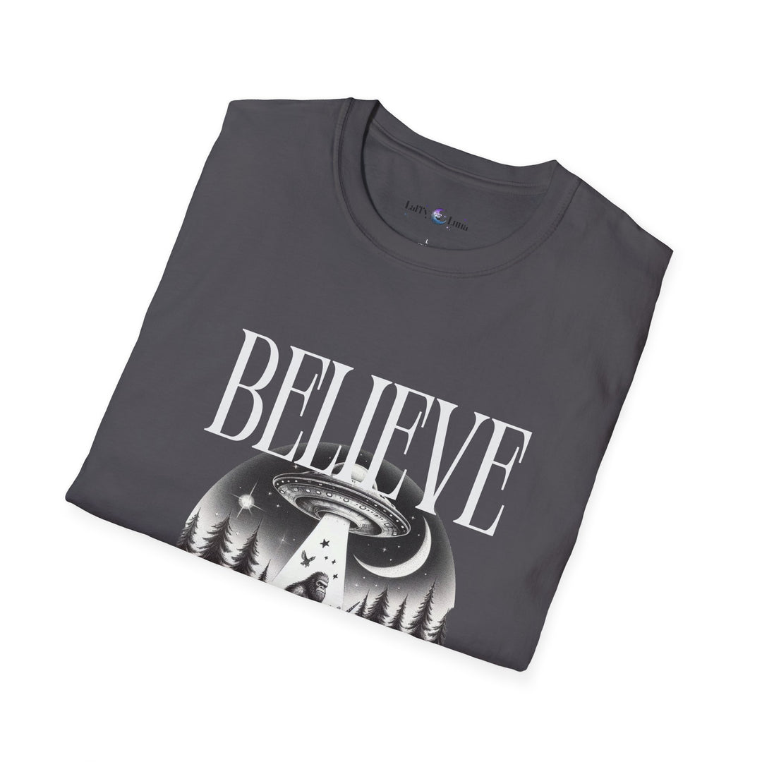 Unisex Softstyle T-Shirt - Believe Graphic Tee for Nature Lovers - Ideal for Casual Outings, Cozy Gatherings, and Relaxing at Home