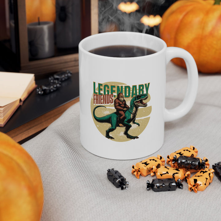 Ceramic Mug Legendary Friends Bigfoot T-Rex Retro Vibe 11 oz