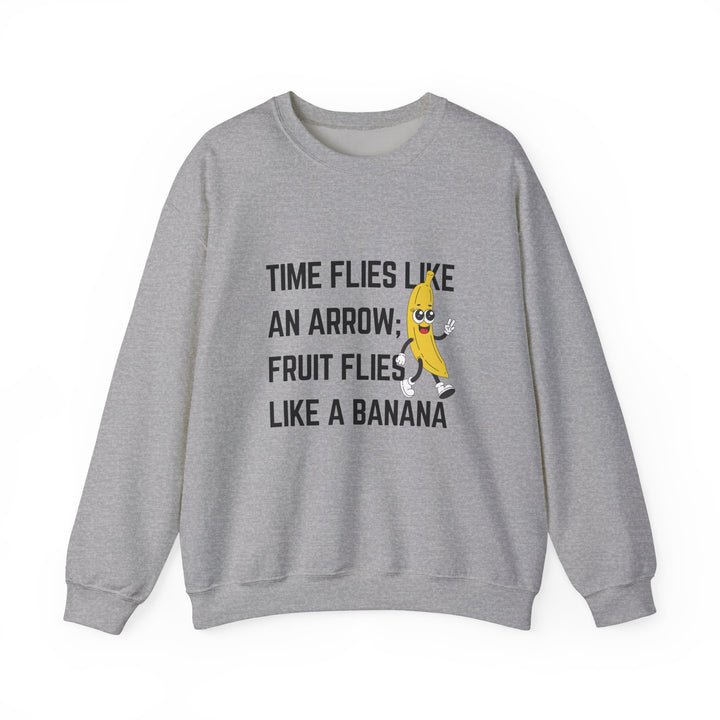 Whimsical Banana Quote Crewneck Sweatshirt - Funny Gift for Fruit Lovers, Casual Wear, Unique Birthday Present, Cozy Apparel