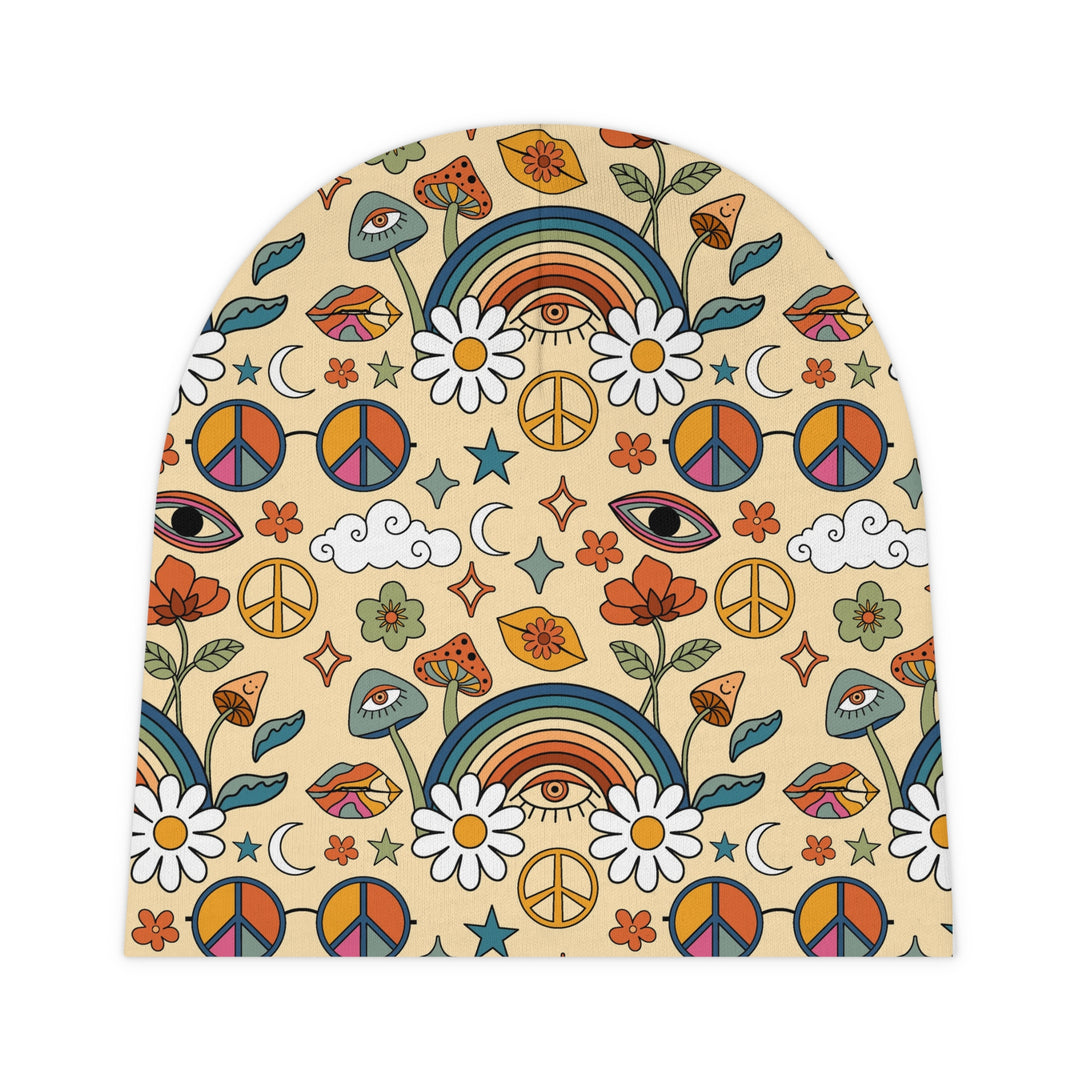 Colorful Baby Beanie with Peace and Nature Design