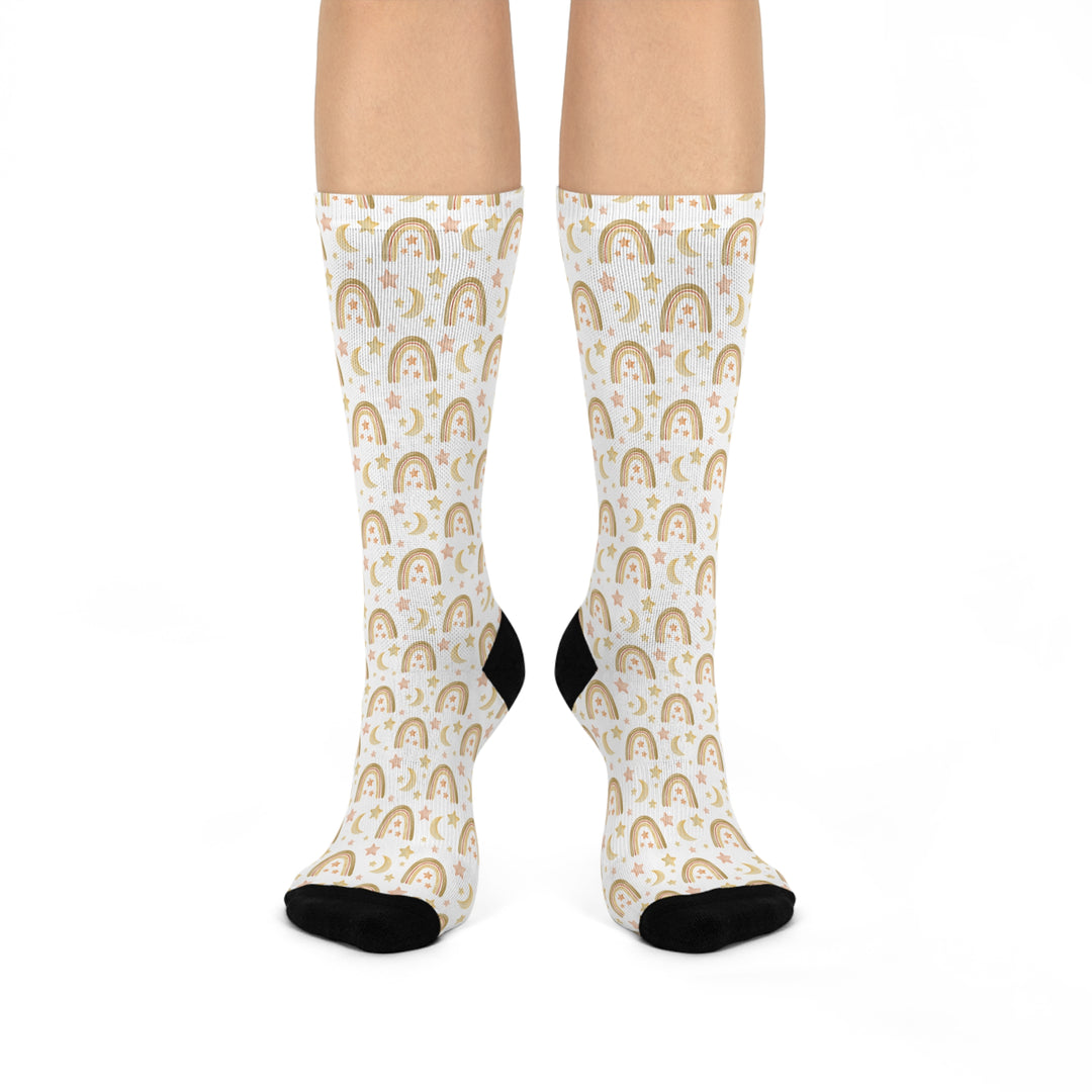 Cute Starry Sky Cushioned Crew Socks - Cozy and Fun for Everyday Wear