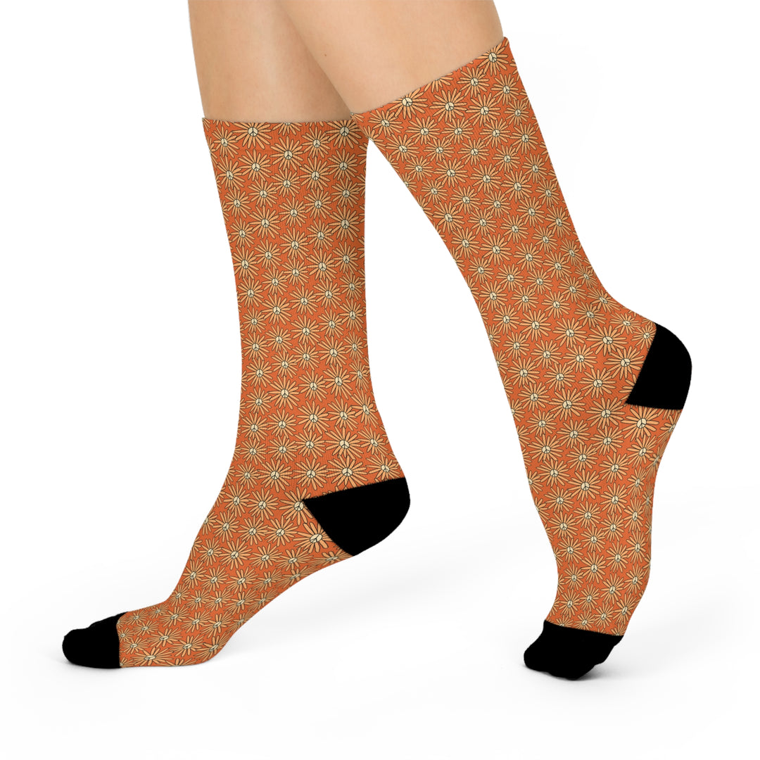 Cozy Floral Cushioned Crew Socks for Comfort & Style