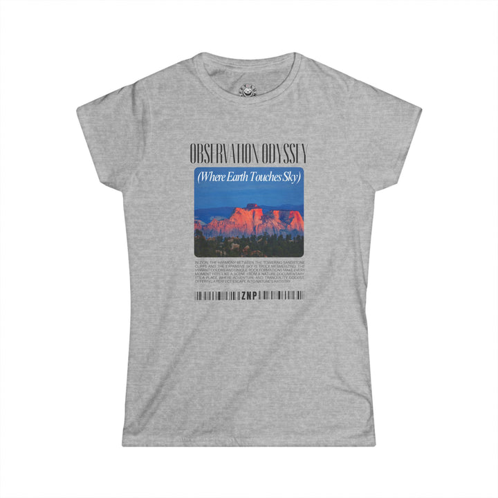 Women's Softstyle Tee - Observation Odyssey (Where Sun Touches the Sky) Graphic Shirt