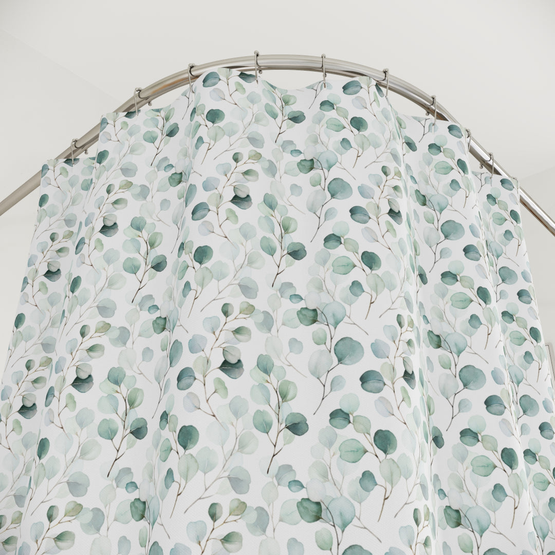 Elegant Botanical Shower Curtain - Fresh Greenery Design for a Serene Bathroom