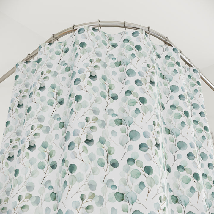 Elegant Botanical Shower Curtain - Fresh Greenery Design for a Serene Bathroom