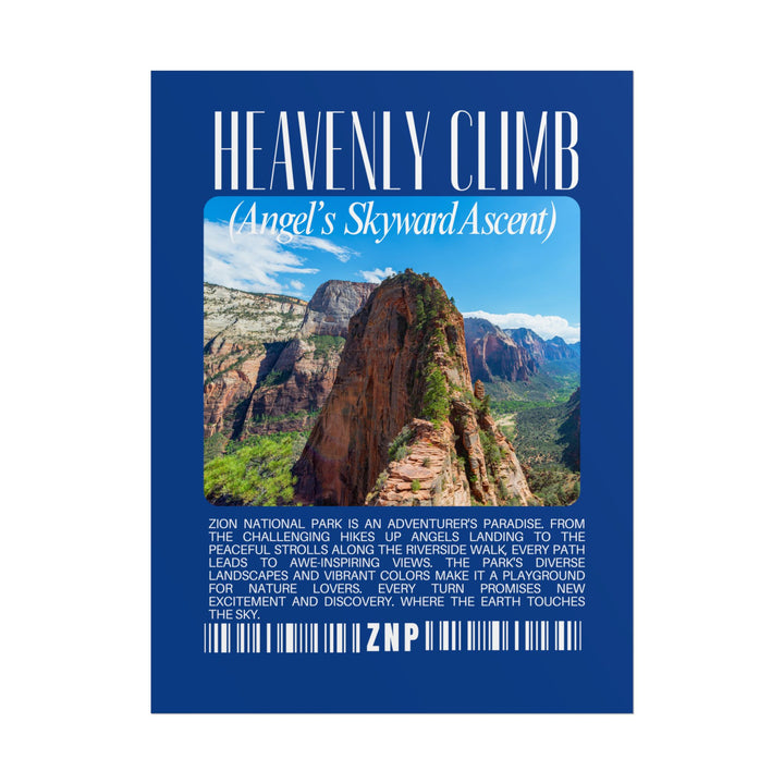 Angel's Ascent Zion Climbs Wall Art: Nature-Inspired Journey Poster for Adventure Lovers - Zion National Park Scenic Artwork