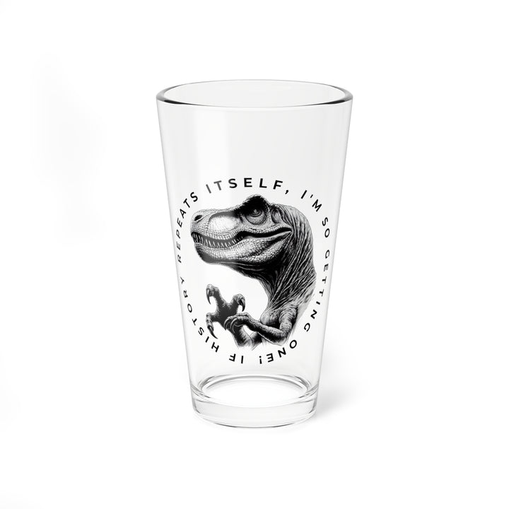 Dinosaur Mixing Glass 16oz Fun with History Repeats Itself Design Beer Pint Glass Unique Drinkware for Science and History Enthusiasts