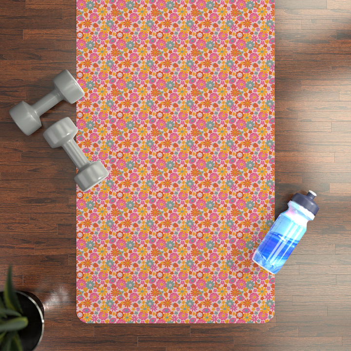 Vibrant Floral Rubber Yoga Mat - Non-Slip Fitness Companion