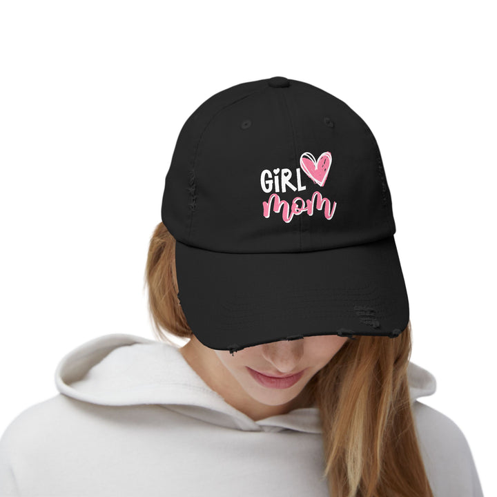 Girl Mom Unisex Distressed Cap  Cute Gift for Moms  Casual Everyday Style, Mothers Day Gift, Family Outing Accessory, Trendy Hat