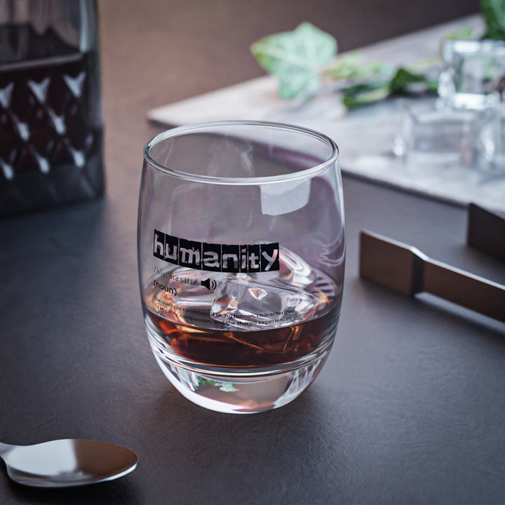 Humanity Whiskey Glass - Unique Gift for Friends, Personalized Barware, Home Decor, Engraved Glass, Perfect for Parties, Inspirational