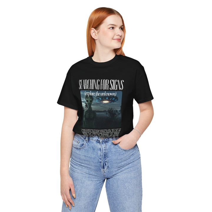 Exploration Unisex Tee - Explore the Unknown Graphic T-Shirt for UFO Enthusiasts - Perfect for Everyday Outings and UFO-Themed Events