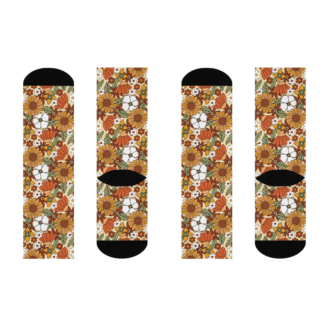 Bohemian Floral Cushioned Crew Socks for Comfort and Style