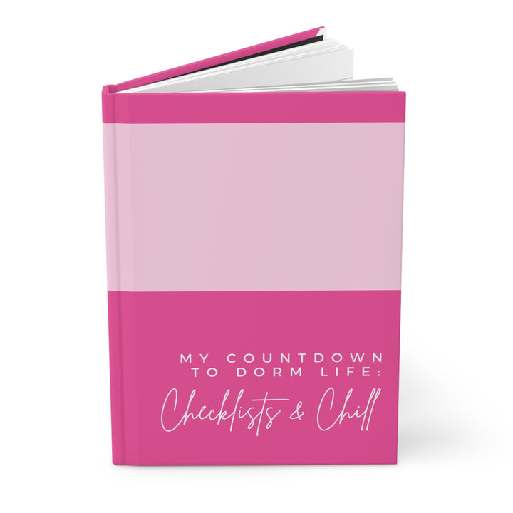 Bright Pink Design College Countdown Checklist & Chill Hardcover Notebook - 150 Lined Pages