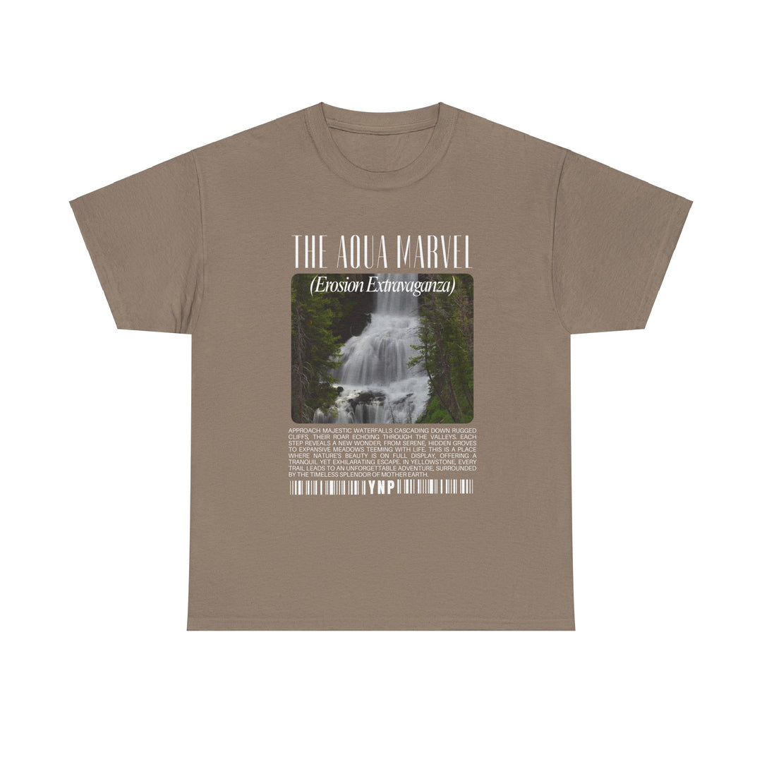 Yellowstone National Park Waterfalls Aqua Marvel Unisex Heavy Cotton Tee - Relaxed Nature Vibes T-Shirt Casual Wear and Outdoor Adventures