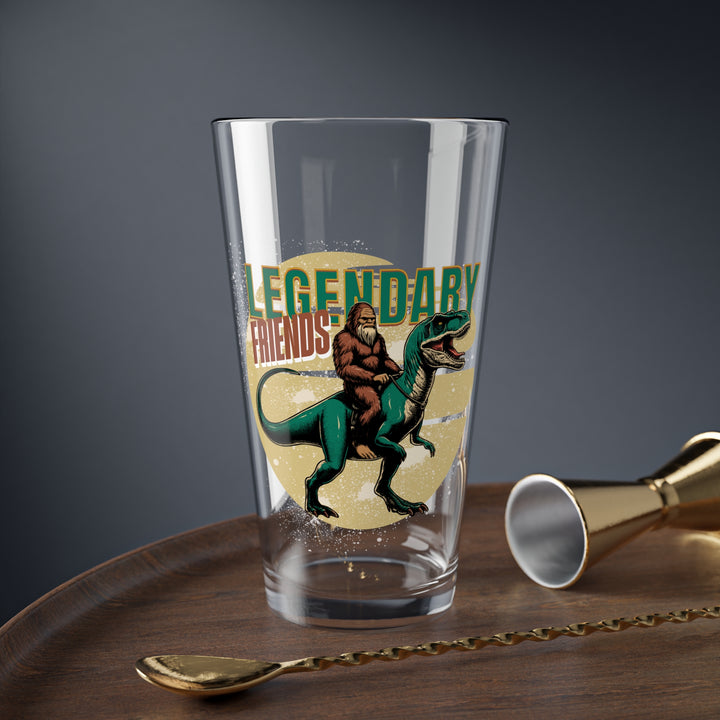 Legendary Friends 16oz Mixing Glass - Sasquatch Beer Glass and T-Rex Beer Glasses - Fun Drinkware Gifts for Parties and Gatherings