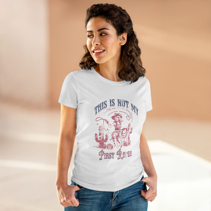 Cowgirl Retro Vintage Women's Tee, Rodeo Funny Cotton T-Shirt, Western Wear Gift, Women's Midweight Cotton Tee